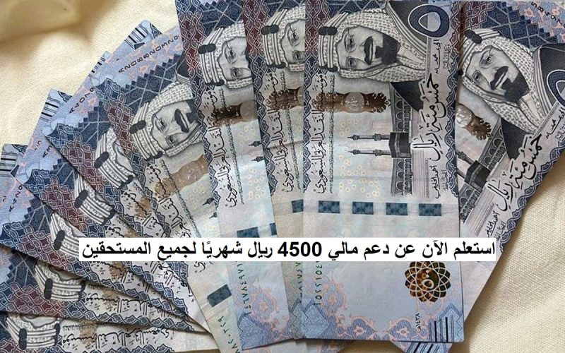استعلم الآن عن دعم مالي 4500 ريال شهريًا لجميع المستحقين