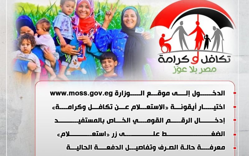 رابط استعلام بالرقم القومي تكافل وكرامة 2025 عبر moss.gov.eg والشروط المطلوبة